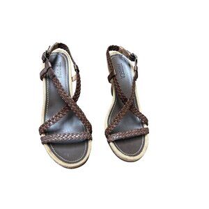 Tribeca Kenneth come 8-1/2 preowned braided leather sandals sling back buckle bl
